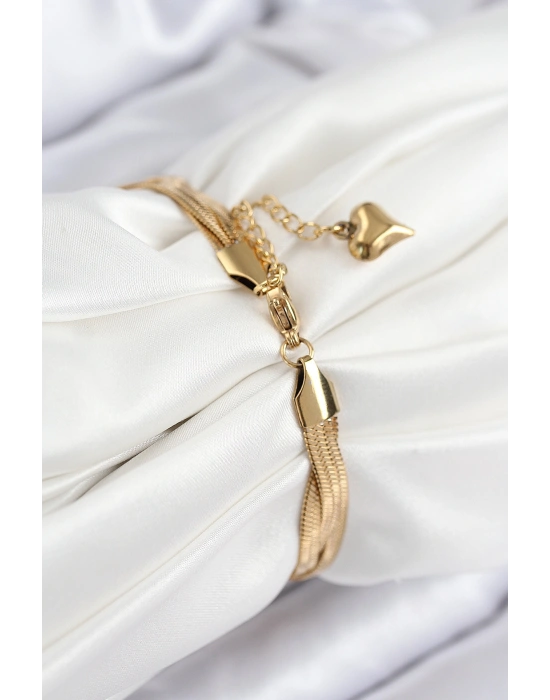 316L Çelik Örgü İtalyan Zincir Model Gold Renk Kadın Bileklik