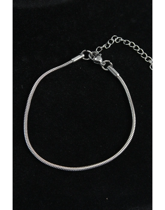 316L Çelik Oval İtalyan Model Gümüş Renk Erkek Bileklik