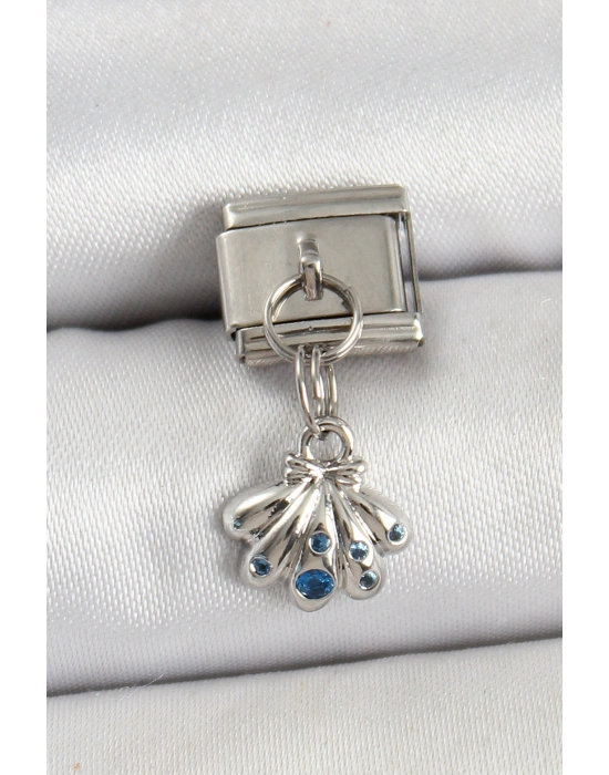 316L Çelik Sallantılı Fiyonklu Buket Model Gümüş Renk Nomination Charm