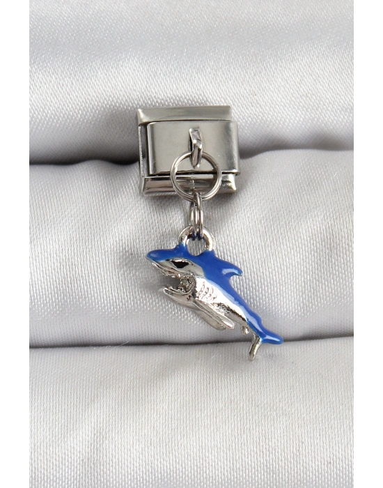 316L Çelik Sallantılı Köpekbalığı Model Gümüş Renk Nomination Charm