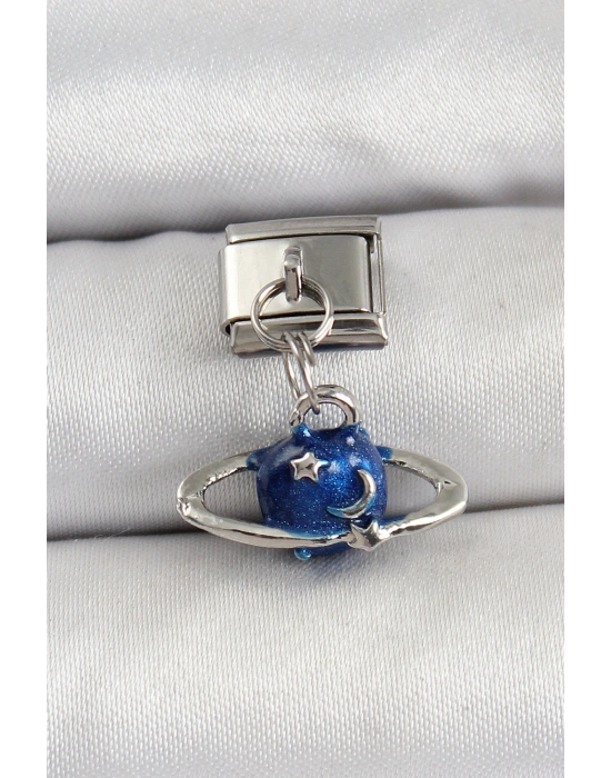 316L Çelik Sallantılı Satürn Model Gümüş Renk Nomination Charm