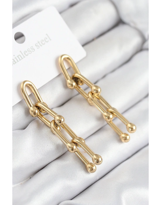 316L Çelik Sallantılı Tifany Model Gold Renk Kadın Küpe