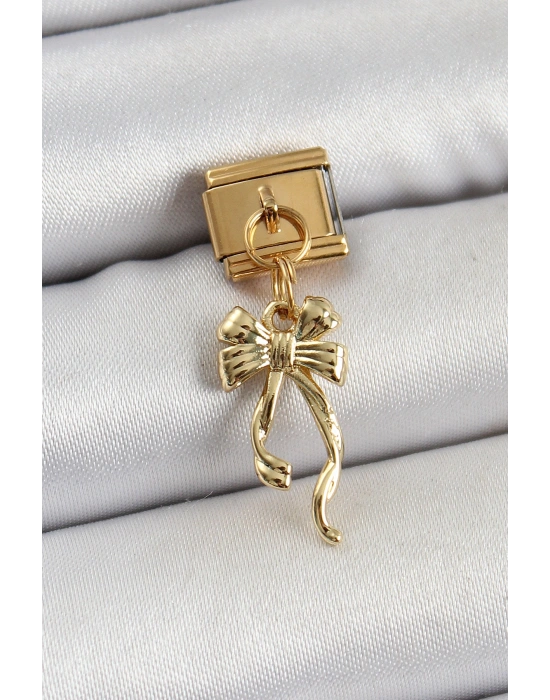 316L Çelik Sallantılı Uzun Fiyonk Model Gold Renk Nomination Charm