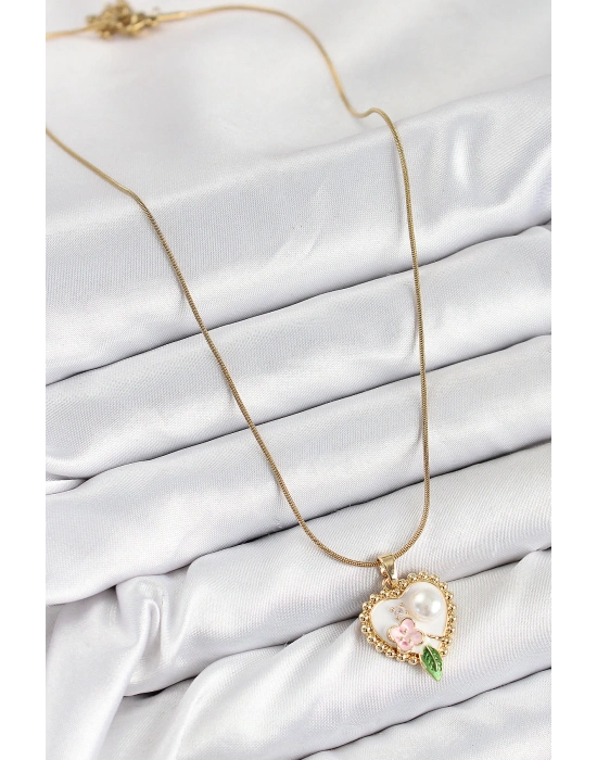 316L Çelik Sanatsal Portre Model Gold Renk Kadın Kolye