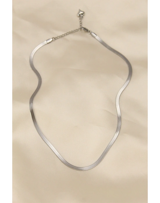 316L Çelik Silver Renk 45 cm İtalyan Zincir Model Kadın Kolye