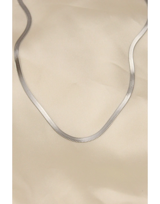 316L Çelik Silver Renk 45 cm İtalyan Zincir Model Kadın Kolye