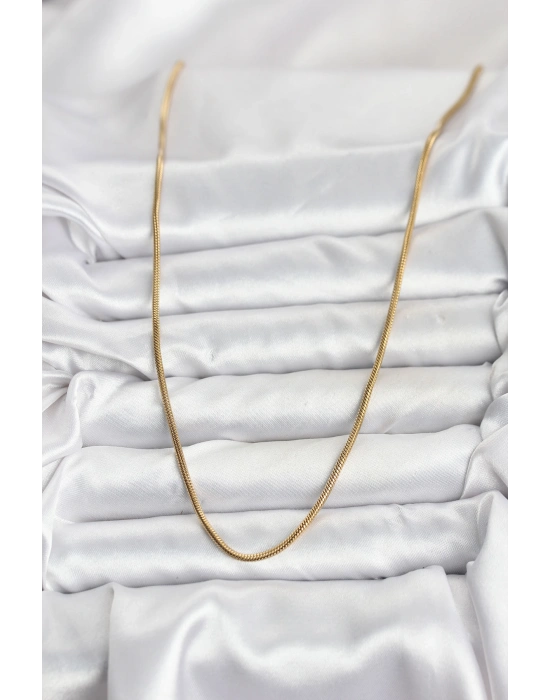 316L Çelik Zincir Gold Renk 60 cm Yılan Zincir Kadın Kolye
