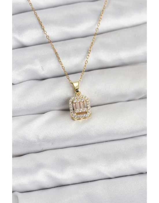 316L Çelik Zincir Gold Renk Baget Model Kadın Kolye