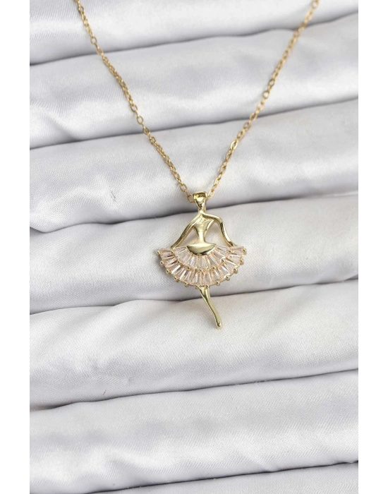316L Çelik Zincir Gold Renk Balerin Model Kadın Kolye