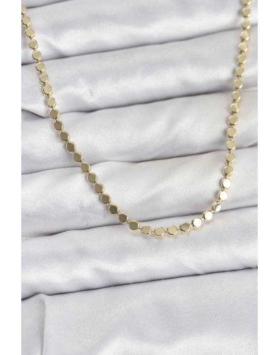 316L Çelik Zincir Gold Renk Ezme Zincir Model  45 cm Kadın Kolye