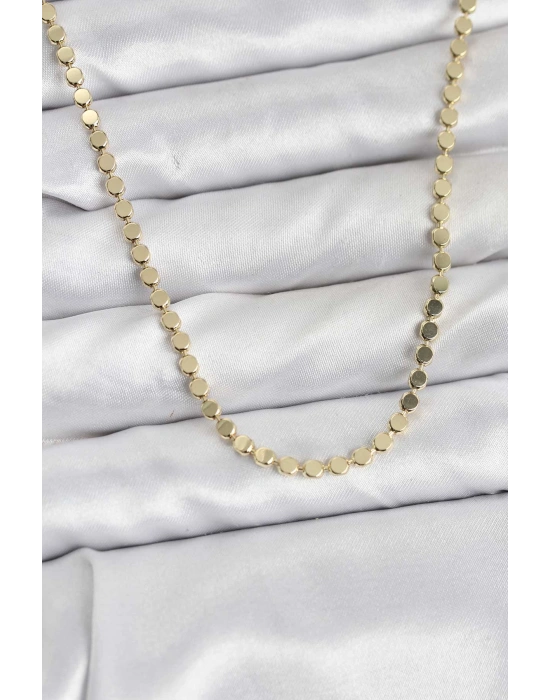 316L Çelik Zincir Gold Renk Ezme Zincir Model 65 cm Kadın Kolye