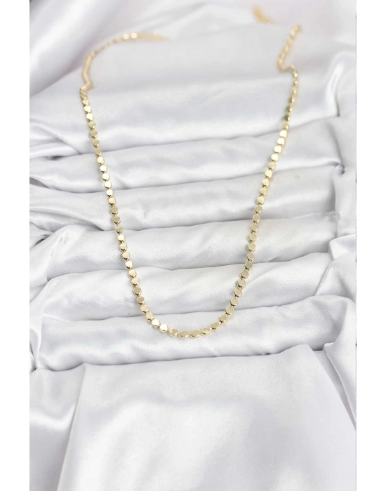 316L Çelik Zincir Gold Renk Ezme Zincir Model 65 cm Kadın Kolye