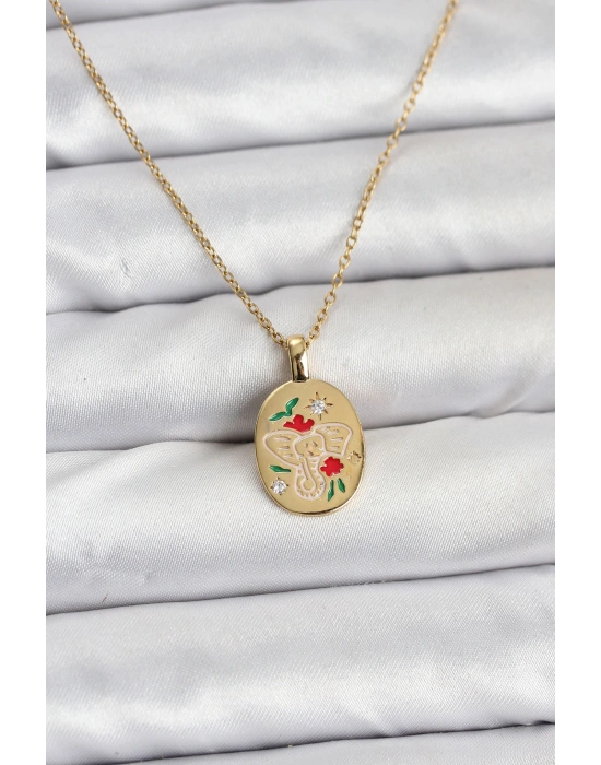 316L Çelik Zincir Gold Renk Fil Figürlü Kadın Kolye