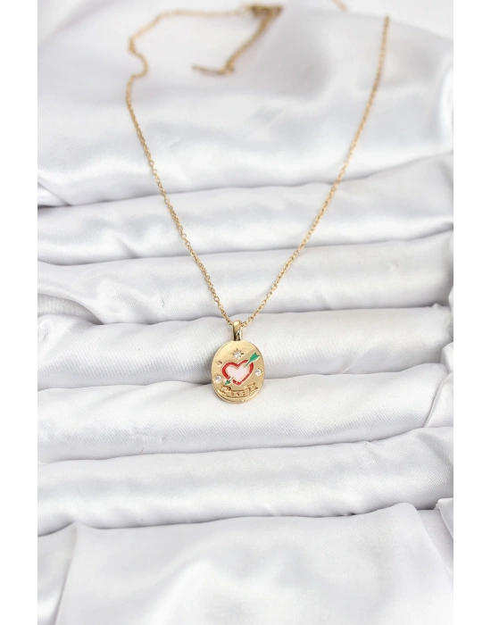 316L Çelik Zincir Gold Renk Kalp Figürlü Kadın Kolye