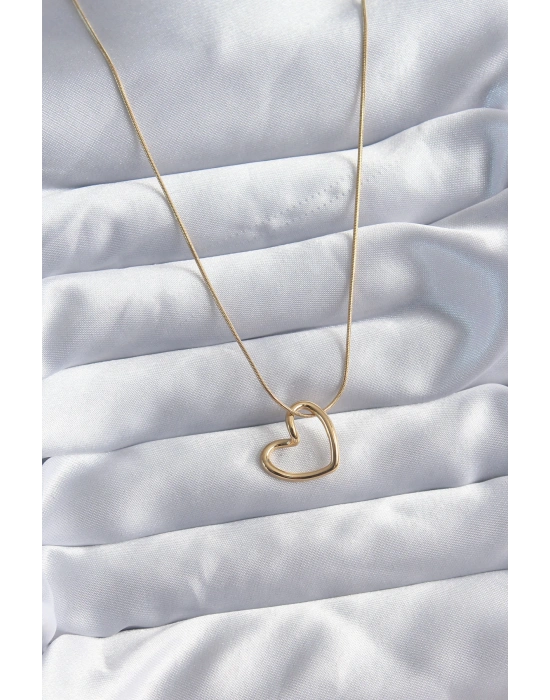 316L Çelik Zincir Gold Renk Kalp Model Kadın Kolye