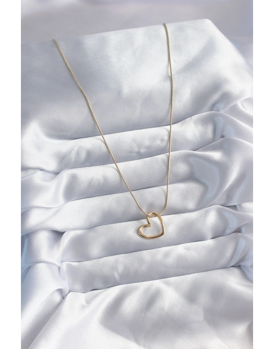 316L Çelik Zincir Gold Renk Kalp Model Kadın Kolye