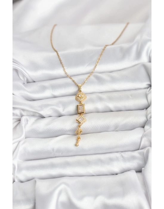 316L Çelik Zincir Gold Renk Kutup Yıldızı Enerji Model Kadın Y Kolye