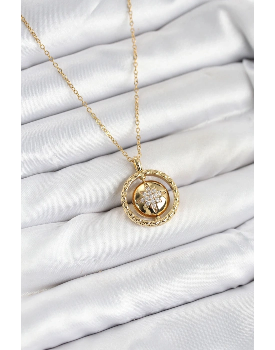 316L Çelik Zincir Gold Renk Kutup Yıldızı Model Kadın Kolye