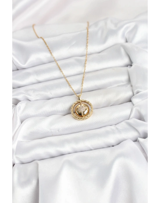 316L Çelik Zincir Gold Renk Kutup Yıldızı Model Kadın Kolye