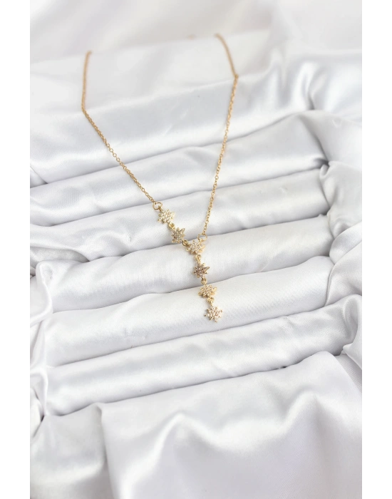 316L Çelik Zincir Gold Renk Kutup Yıldızı Model Kadın Kolye