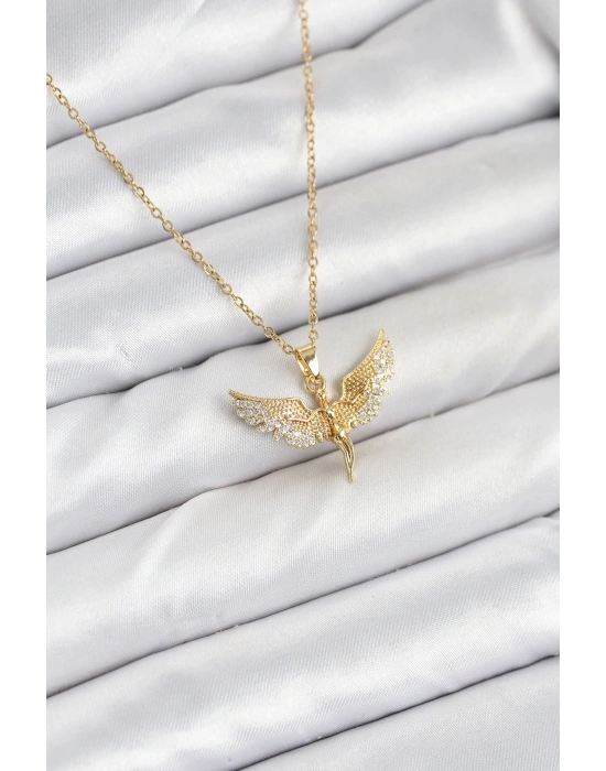 316L Çelik Zincir Gold Renk Melek Model Kadın Kolye