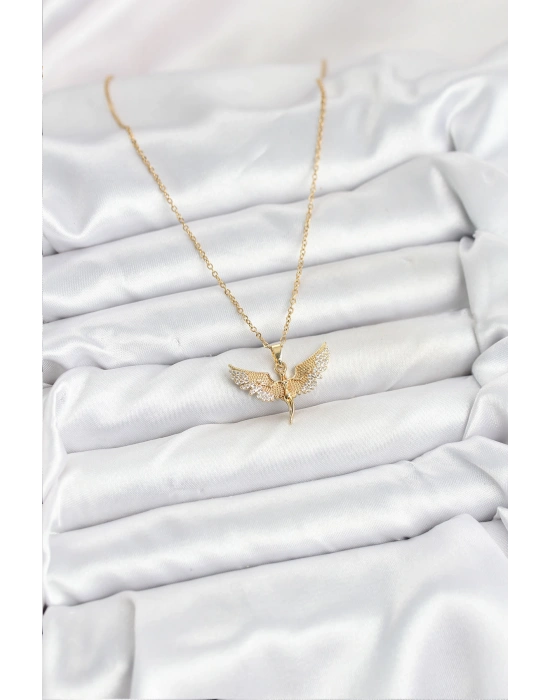 316L Çelik Zincir Gold Renk Melek Model Kadın Kolye