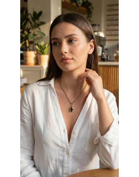 316L Çelik Zincir Gold Renk Vintage Model Kadın Kolye