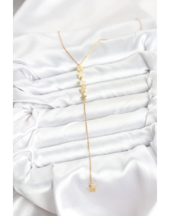 316L Çelik Zincir Gold Renk Yıldız Model Y Kolye