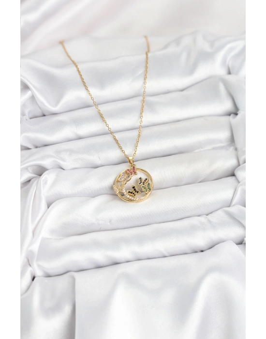 316L Çelik Zincir Gold Renk Zirkon Taşlı Kelebekli Kadın Kolye