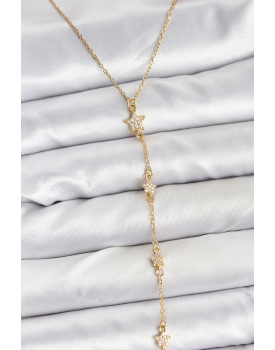 316L Çelik Zincir Gold Renkli Yıldız Model Kadın Y Kolye