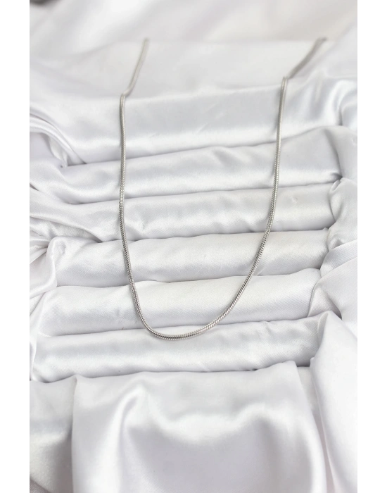 316L Çelik Zincir Gümüş Renk 60 cm Yılan Zincir Kadın Kolye