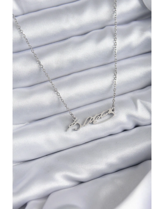 316L Çelik Zincir Gümüş Renk Atatürk İmza Figür Kadın Kolye