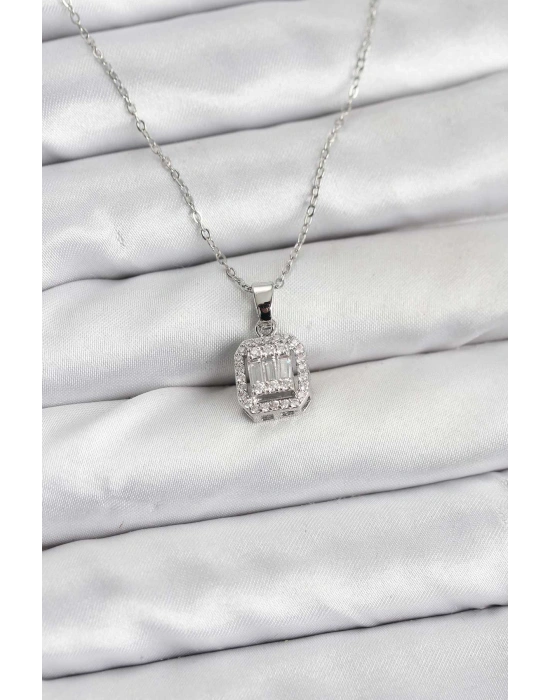 316L Çelik Zincir Gümüş Renk Baget Model Kadın Kolye