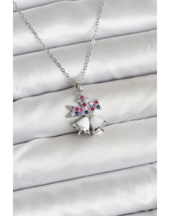 316L Çelik Zincir Gümüş Renk Chirtsmas Bell Model Yılbaşı Temalı Kadın Kolye