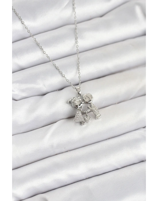 316L Çelik Zincir Gümüş Renk Erkek Kız Model Kadın Kolye