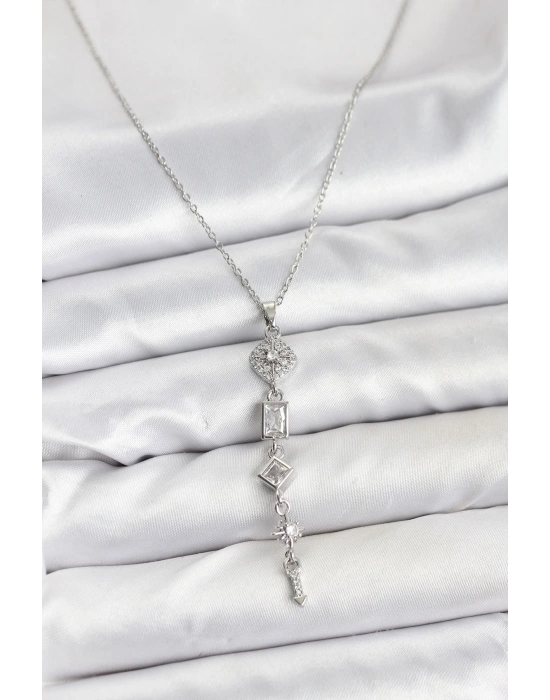 316L Çelik Zincir Gümüş Renk Kutup Yıldızı Enerji Model Kadın Y Kolye