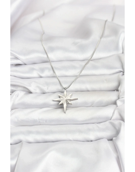 316L Çelik Zincir Gümüş Renk Kutup Yıldızı Model 60 cm Zincir Kadın Kolye