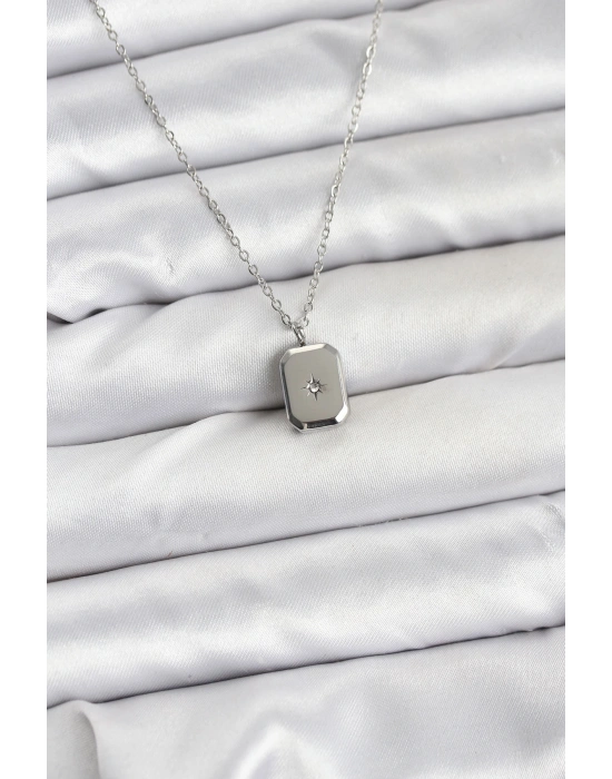 316L Çelik Zincir Gümüş Renk Minimal Kutup Yıldızı Model Kadın Kolye