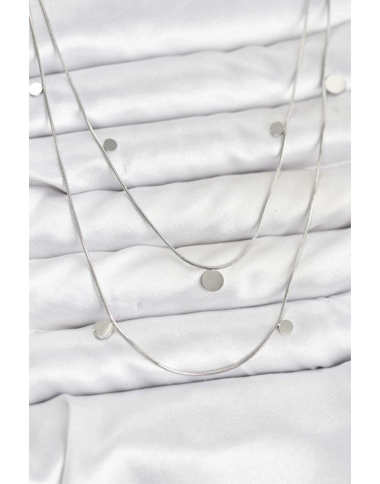 316L Çelik Zincir Gümüş Renk Pullu Kadın Kolye