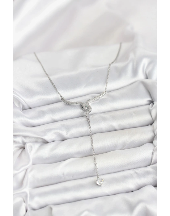 316L Çelik Zincir Gümüş Renk Yılan Model Y Kolye