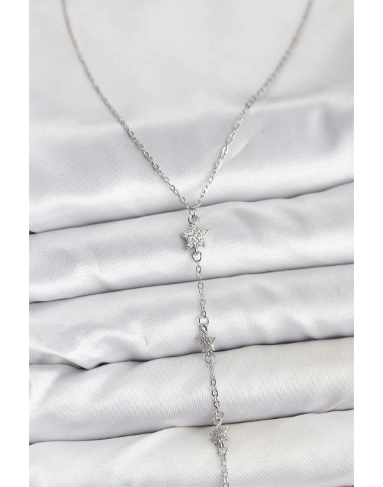 316L Çelik Zincir Gümüş Renkli Yıldız Model Kadın Y Kolye