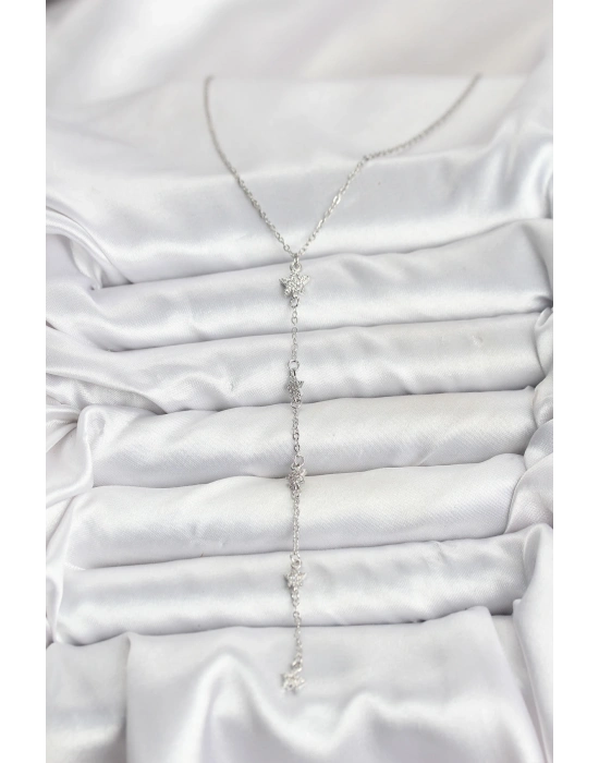 316L Çelik Zincir Gümüş Renkli Yıldız Model Kadın Y Kolye