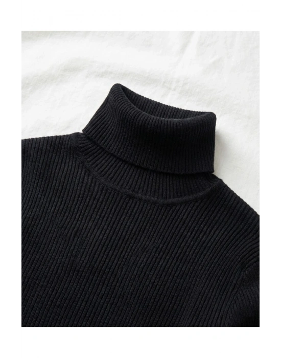 3lü Siyah Beyaz Bej Boğazlı Kazak Mevsimlik Kurtarıcı Parça Pamuklu Balıkçı Yaka Şardonlu Slimfit