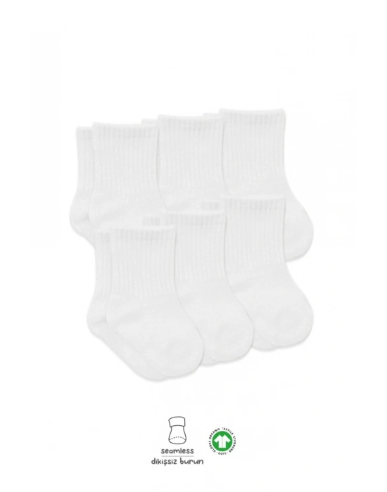 6Lı Basic Penye Soket Çorap 10101 Beyaz