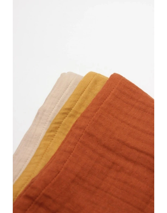 6lı Müslin Mendil 20x20 cm 90106 Kiremit Bej Hardal