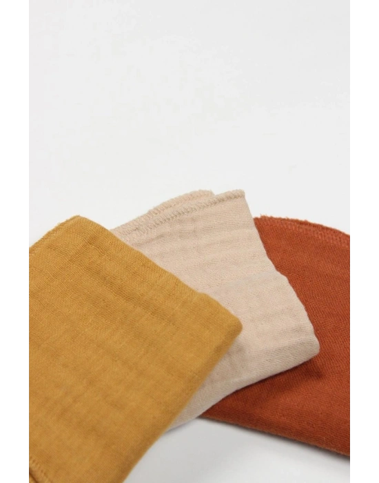 6lı Müslin Mendil 20x20 cm 90106 Kiremit Bej Hardal