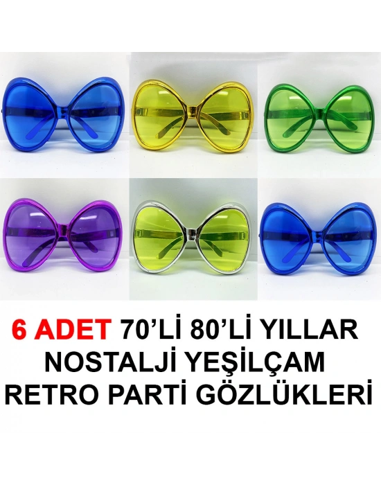 70li 80li Yıllar Nostalji Yeşilçam Retro Parti Gözlükleri 6 Adet