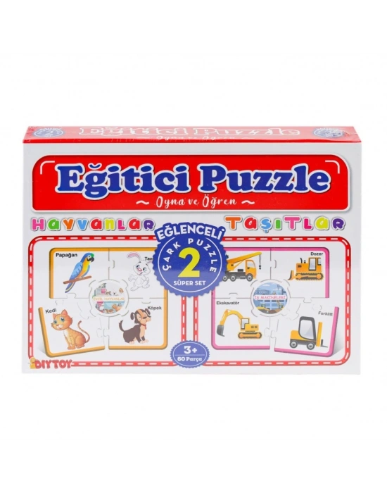 7196 Çark Puzzle Hayvanlar Taşıtlar 60 Parça