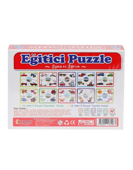 7196 Çark Puzzle Hayvanlar Taşıtlar 60 Parça