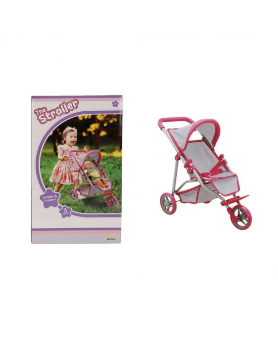 9614  3 Tekerlekli Pembe Gri Puset -NessiWorld